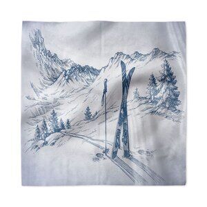 Ambesonne Napkins *Lot of 3* Satin 18x18 Winter Ski Resort Lodge Cabin